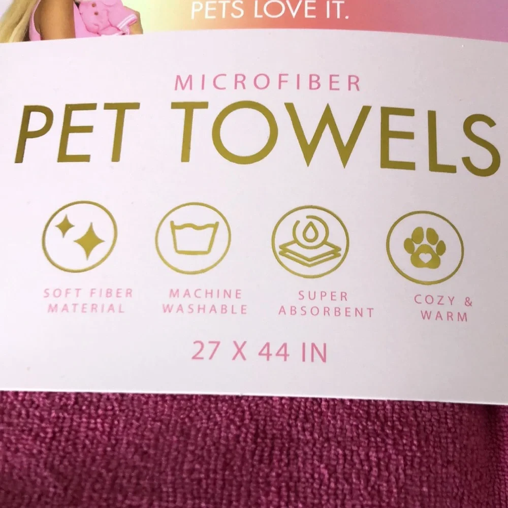 Paris Hilton Pink Microfiber Pet Towels with Paw Print